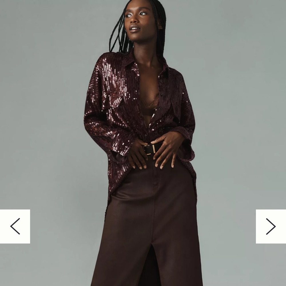 Anthropologie Burgundy Sequin Top